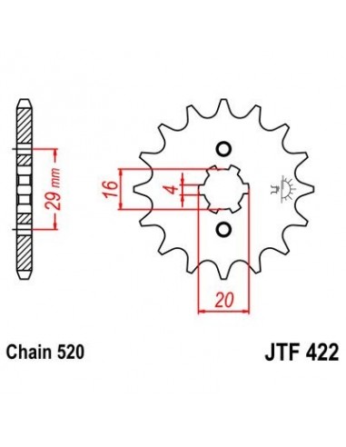 Piñon JT 422 de acero con 12 dientes