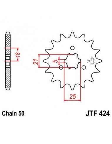 Piñon JT 424 de acero con 15 dientes