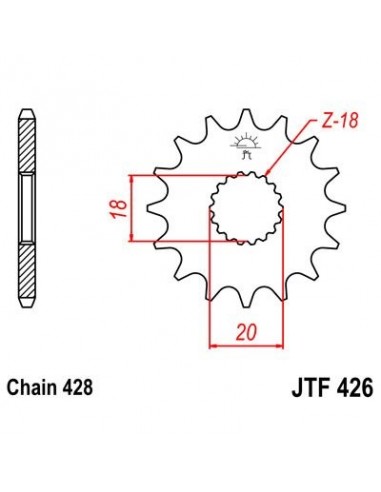 Piñon JT 426 de acero con 13 dientes