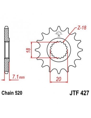 Piñon JT 427 de acero con 11 dientes