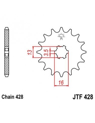 Piñon JT 428 de acero con 12 dientes