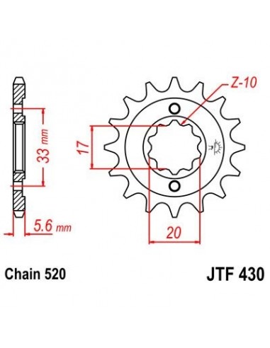 Piñon JT 430 de acero con 13 dientes