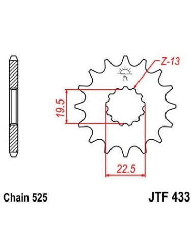 Piñon JT 433 de acero con 14 dientes