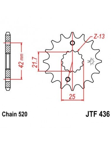 Piñon JT 436 de acero con 14 dientes