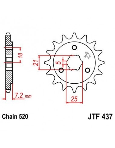 Piñon JT 437 de acero con 16 dientes