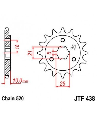 Piñon JT 438 de acero con 15 dientes