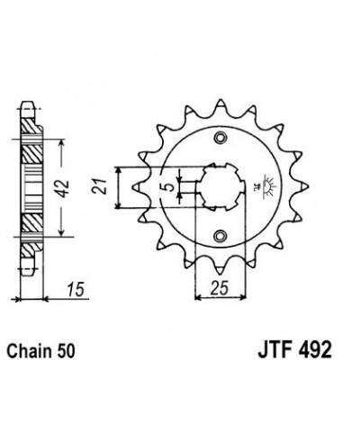 Piñon JT 492 de acero con 14 dientes