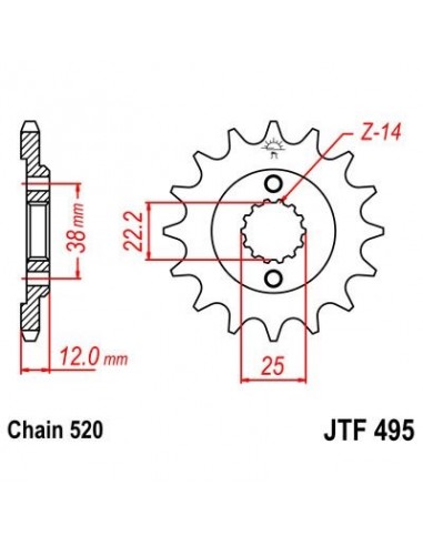 Piñon JT 495 de acero con 15 dientes