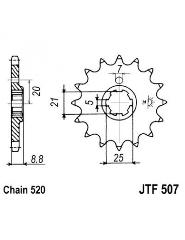 Piñon JT 507 de acero con 13 dientes