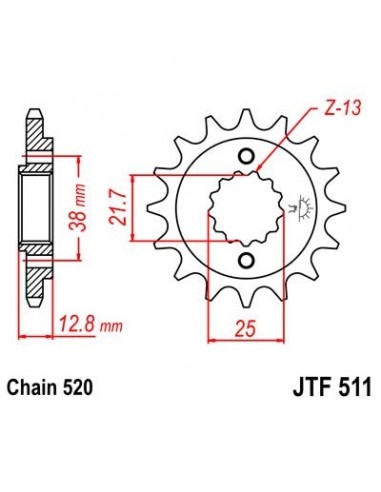 Piñon JT 511 de acero con 14 dientes