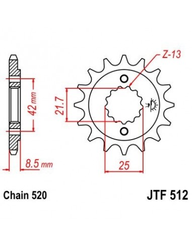 Piñon JT 512 de acero con 15 dientes