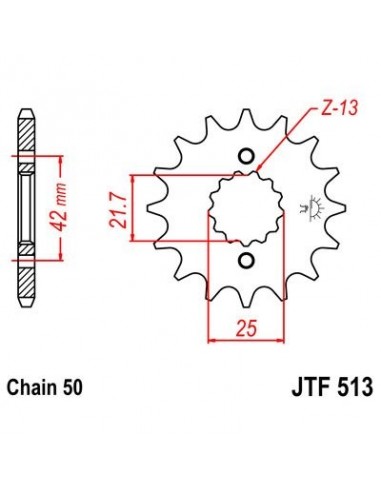 Piñon JT 513 de acero con 14 dientes