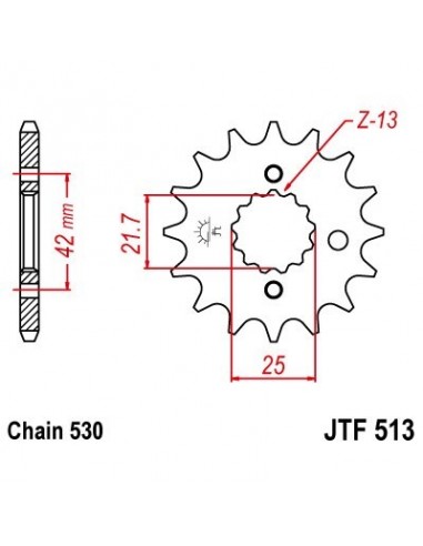 Piñón con goma JT 513 de acero con 15 dientes