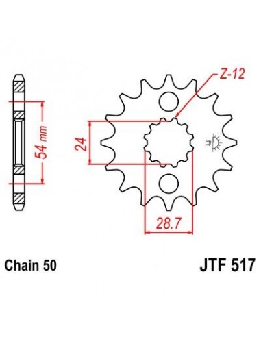 Piñon JT 517 de acero con 16 dientes