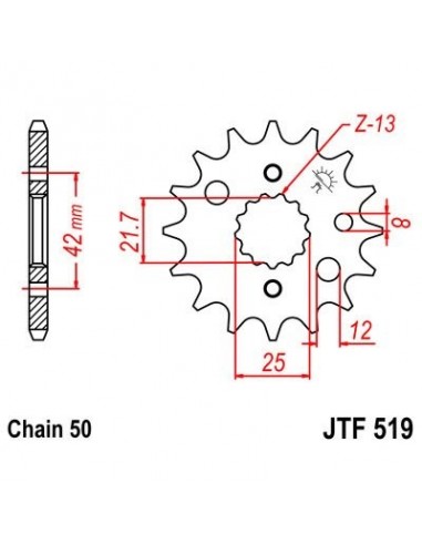 Piñon JT 519 de acero con 15 dientes