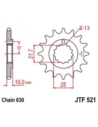 Piñon JT 521 de acero con 15 dientes