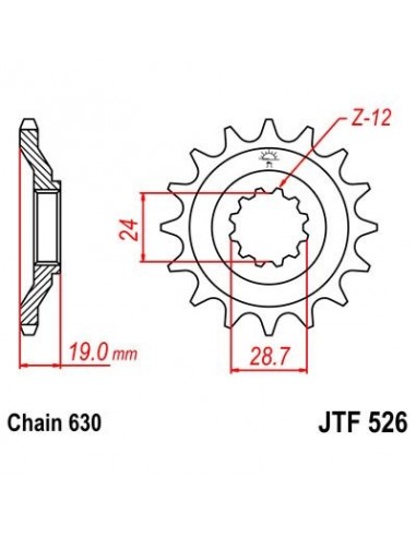 Piñon JT 526 de acero con 15 dientes