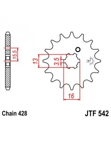 Piñon JT 542 de acero con 13 dientes