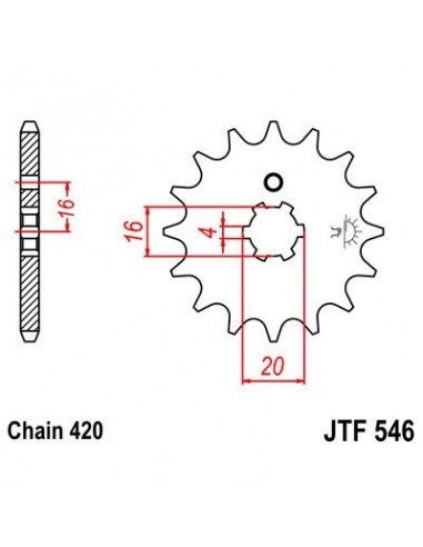 Piñon JT 546 de acero con 12 dientes