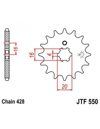 Piñon JT 550 de acero con 15 dientes