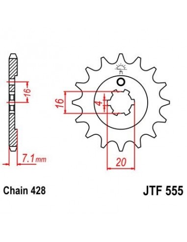 Piñon JT 555 de acero con 13 dientes