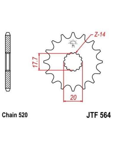 Piñon JT 564 de acero con 12 dientes