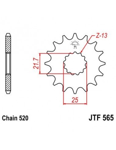 Piñon JT 565 de acero con 16 dientes