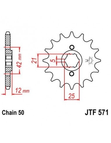 Piñon JT 571 de acero con 16 dientes