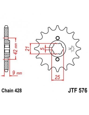 Piñon JT 576 de acero con 17 dientes