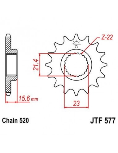 Piñon JT 577 de acero con 15 dientes