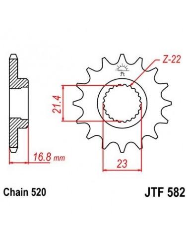 Piñon JT 582 de acero con 16 dientes