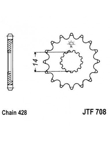 Piñon JT 708 de acero con 14 dientes