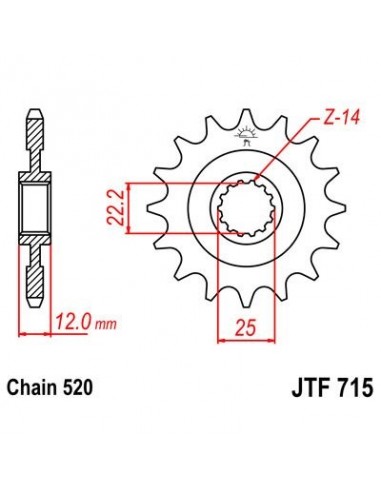 Piñon JT 715 de acero con 13 dientes