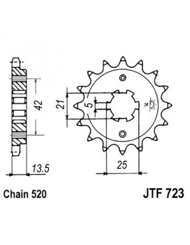 Piñon JT 725 de acero con 14 dientes