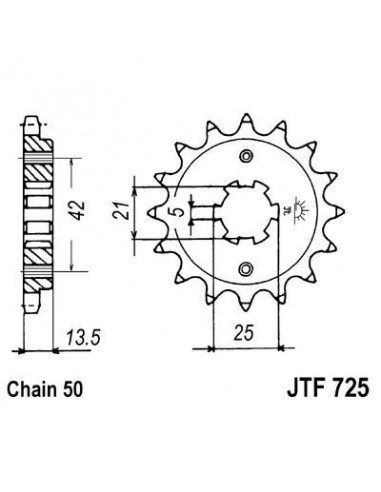 Piñon JT 725 de acero con 15 dientes