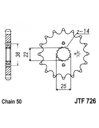 Piñon JT 726 de acero con 15 dientes