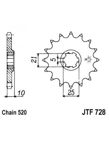 Piñon JT 728 de acero con 15 dientes