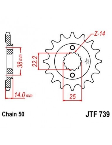 Piñon JT 739 de acero con 15 dientes