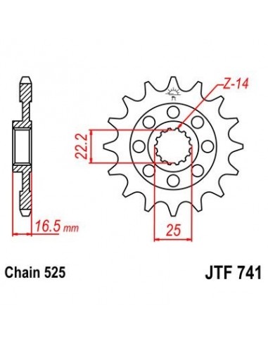 Piñon JT 741 de acero con 14 dientes