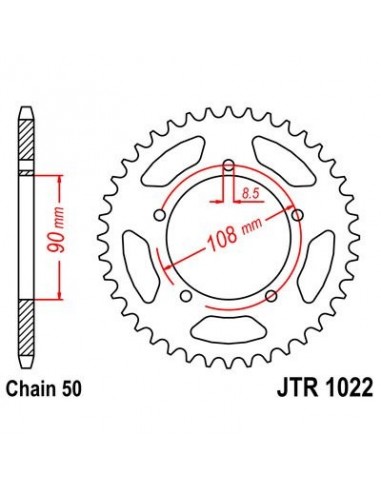 Corona JT 1022 de acero con 38 dientes