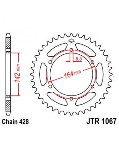 Corona JT 1067 de acero con 52 dientes