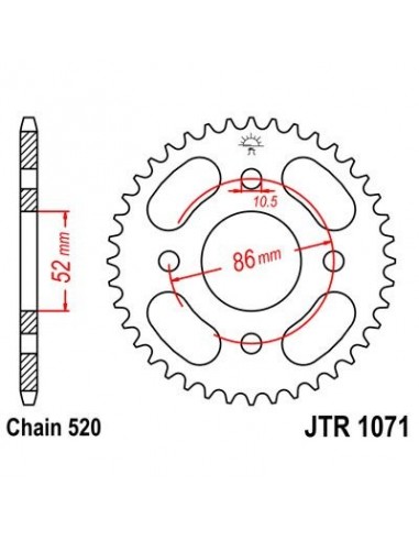 Corona JT 1071 de acero con 30 dientes