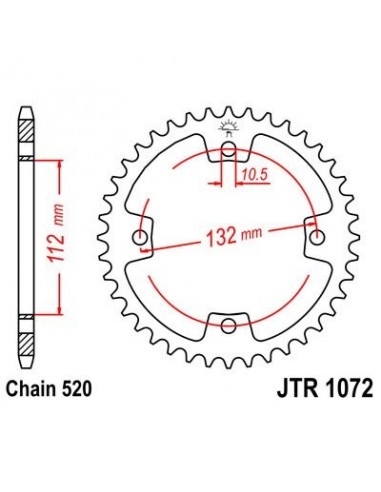 Corona JT 1072 de acero con 38 dientes