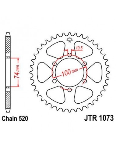 Corona JT 1073 de acero con 46 dientes