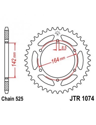 Corona JT 1074 de acero con 44 dientes