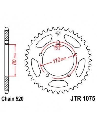 Corona JT 1075 de acero con 39 dientes