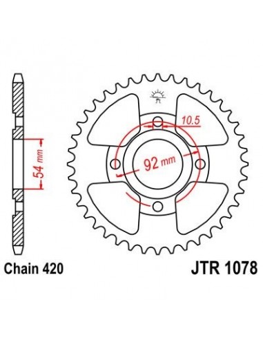 Corona JT 1078 de acero con 47 dientes