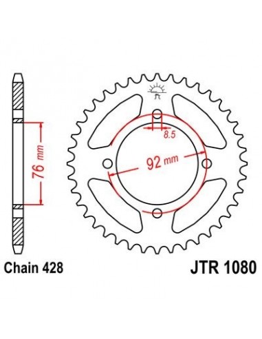 Corona JT 1080 de acero con 39 dientes