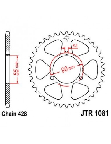 Corona JT 1081 de acero con 46 dientes