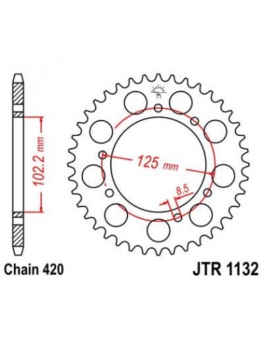 Corona JT 1132 de acero con 48 dientes